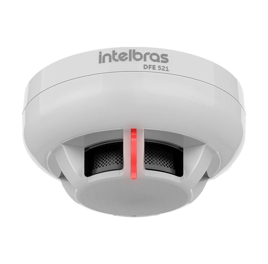 Detector de fumaça endereçável Intelbras DFE 521 branco com tecnologia óptica infravermelha efeito Tyndall